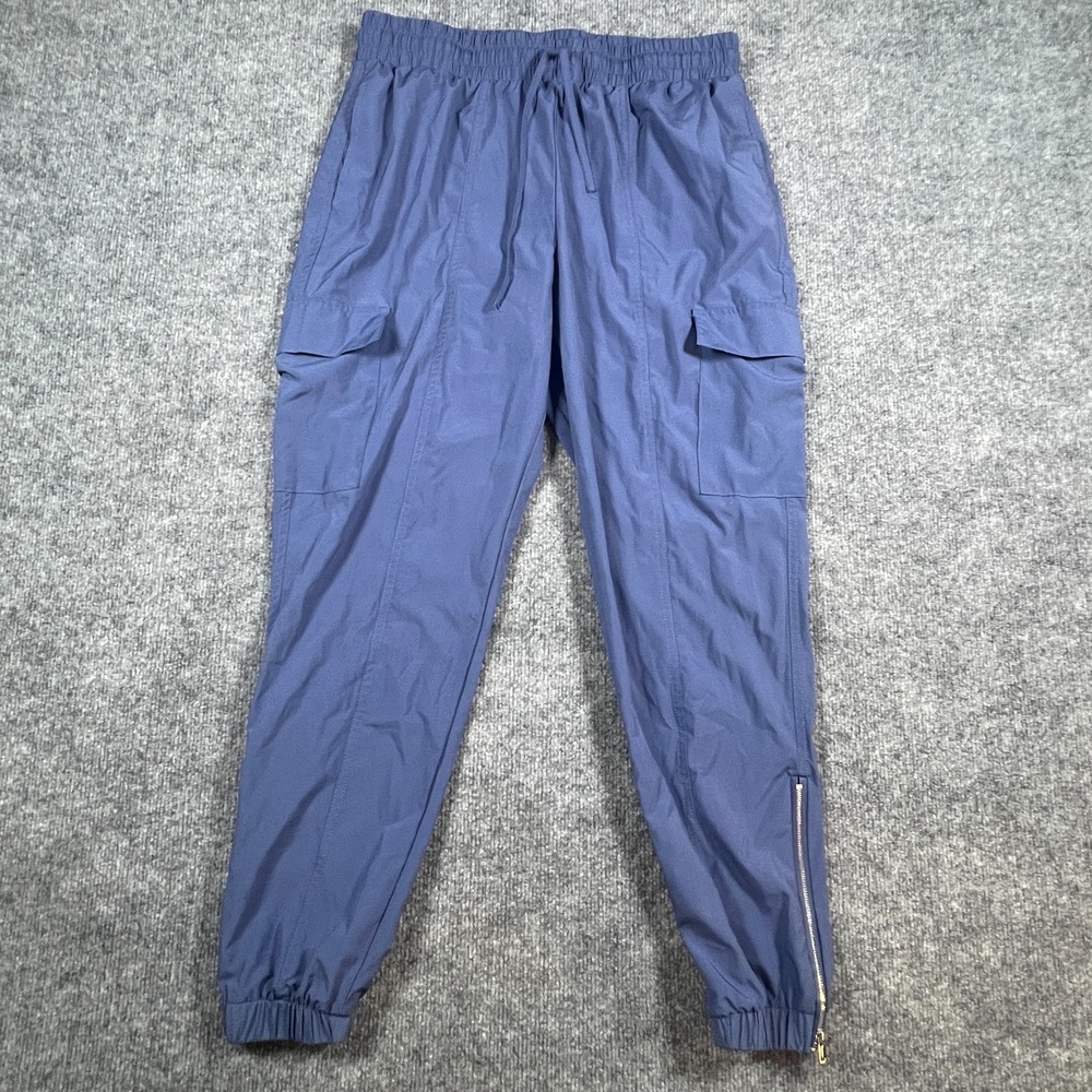 R. Sofia Cargo Jogger Pants Womens Medium Slate Blue Drawstring Waist Athleisure